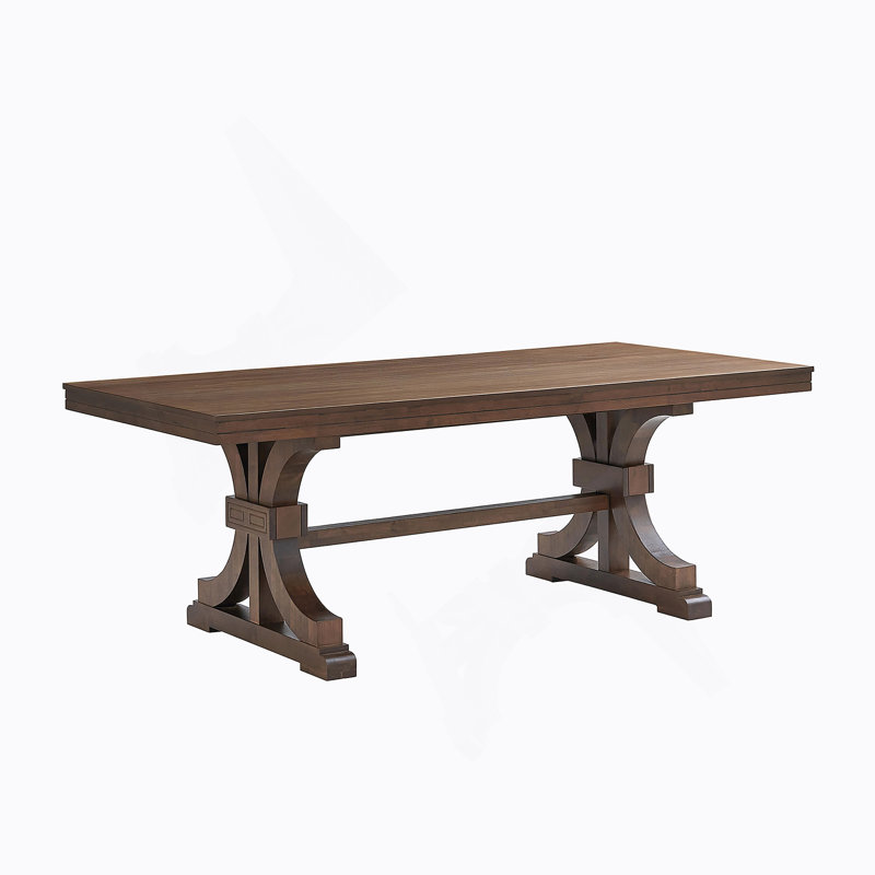 78.74''Rectangular Rubber Wood Dining Table for 6-8 with Wooden Trestle Pedestal Base,Mid Century