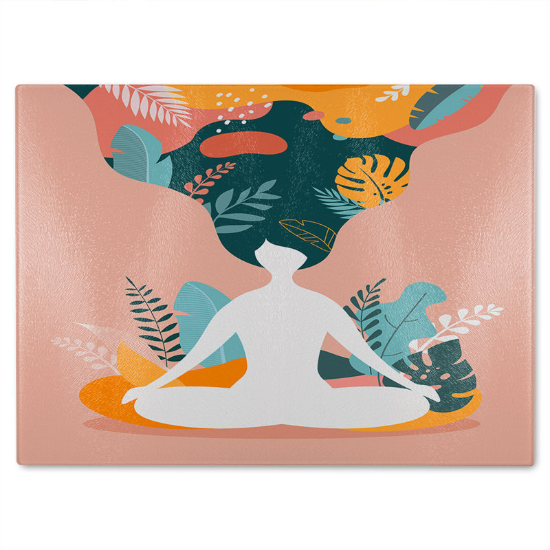 mindfulness, meditation and yoga Woman Designer Glass Chopping Board