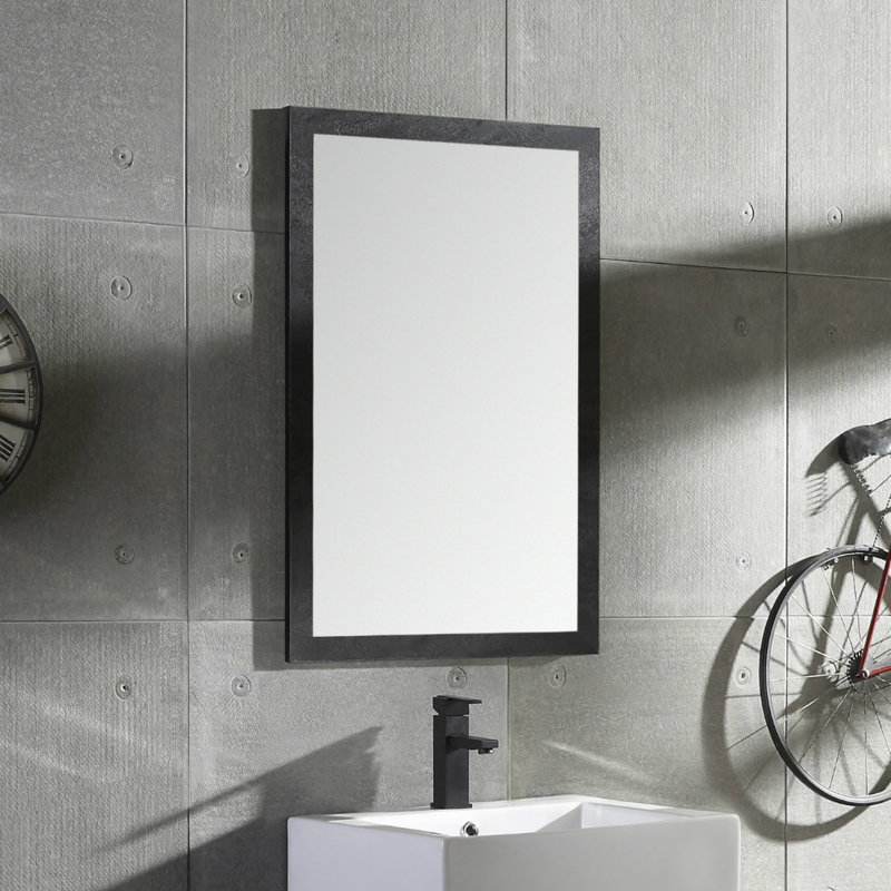 Ayza Wood Flat Wall Mirror, Black Marble, 33.2" H x 17.75" W