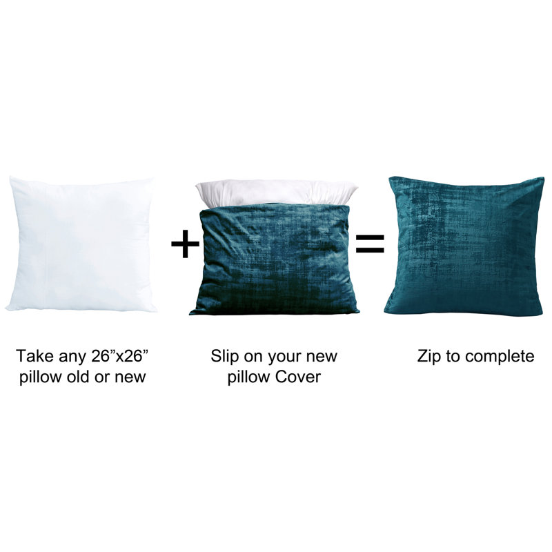 Deep Teal Textured Velvet Euro Pillow Covers Set of 2