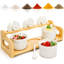 Bols à sauce en céramique 5 oz avec couvercles de cuillères, 3 bocaux à condiments avec plateau en bambou