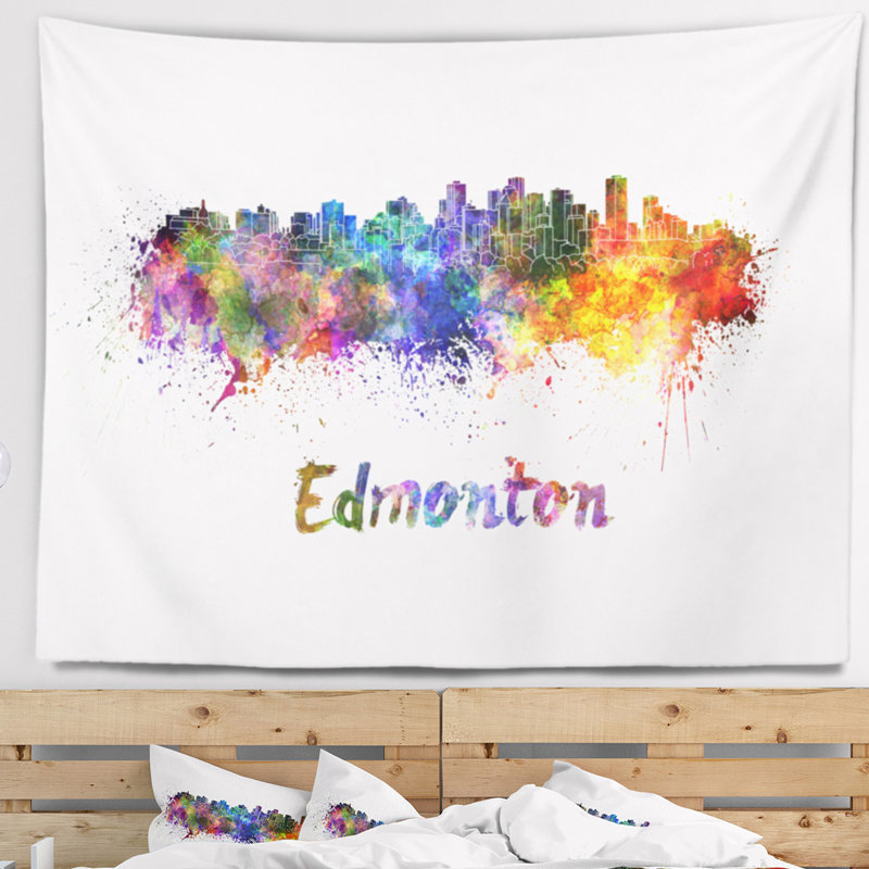 Tapisserie d'edmonton skyline Cityscape, H 32 po x l 39 po