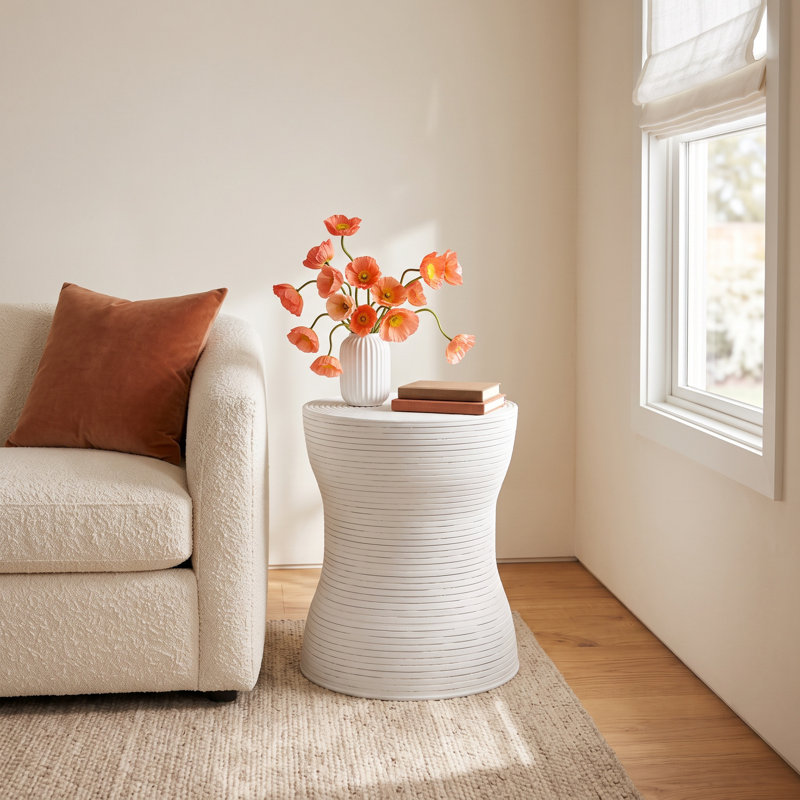 Holcomb Rattan End Table, White