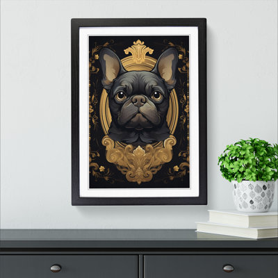 French Bulldog Nouveau - Single Picture Frame Print on Wood