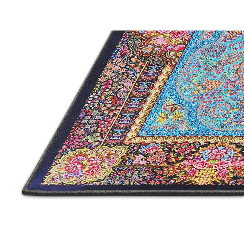 Tapis traditionnel bleu / rouge / brun, Rectangle 3 pi x 5 pi