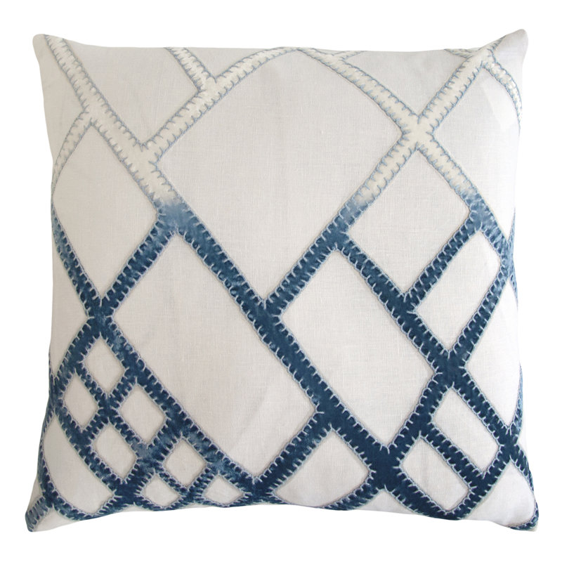 Net Linen Square Pillow Cover & Insert, Azul