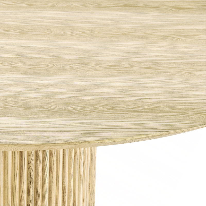 Table de salle à manger ronde en bois naturel cannelé
