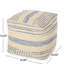 Pouf fabriqué à la main en laine naturelle, chanvre et laine, bleu 16 po x 16 po, capacité de 200 lb, entièrement assemblé, pouf en tissu fait à la main et mélange, bourre de perles