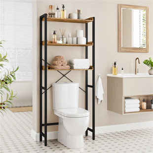 Xiamara Rustic Brown 3 Shelf Bathroom Space Saver Over The Toilet Storage  Cabinet Freestanding Rack