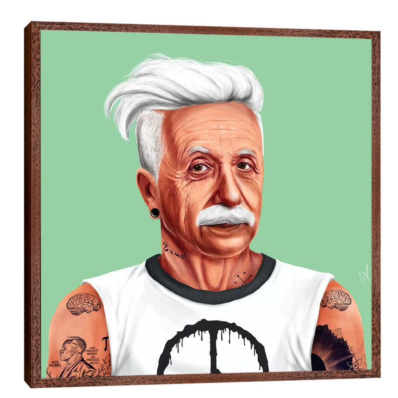 Einstein by Amit Shimoni - Floater Frame Print on Canvas, Brown Framed, 45.72 cm H x 45.72 cm W