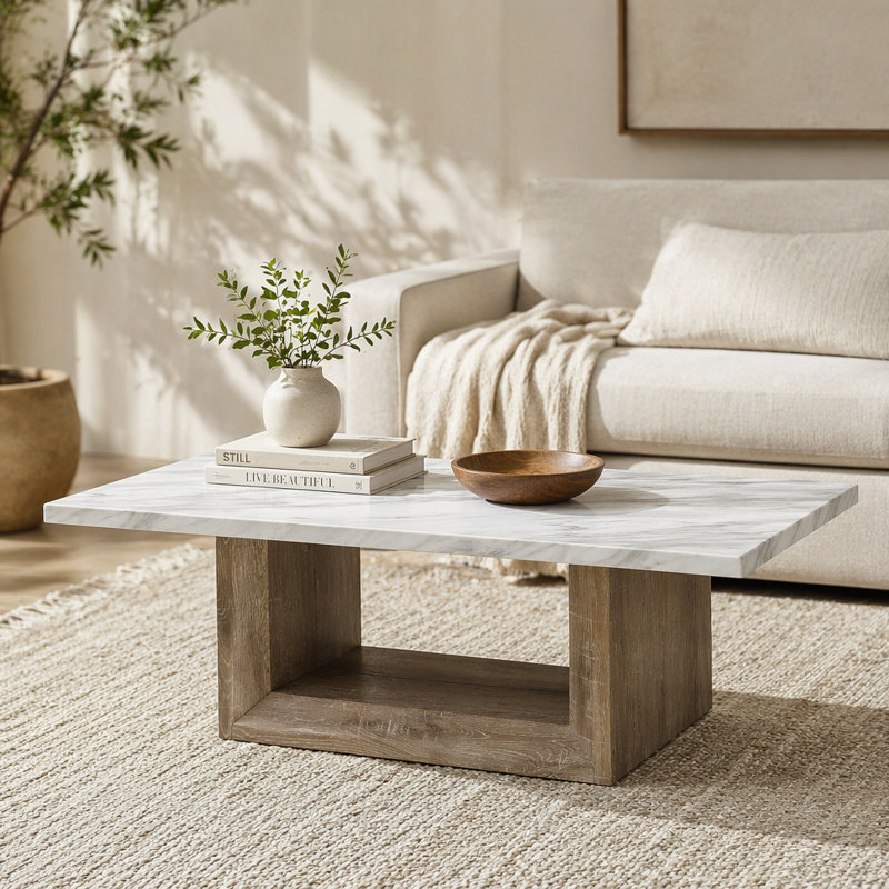 Table basse en marbre Gregory, 18.03" H x 52.03" W x 28.03" D