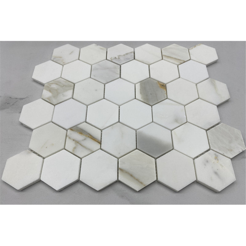 Calacatta 12" x 10" Marble Mosaic Tile, LIght Gray