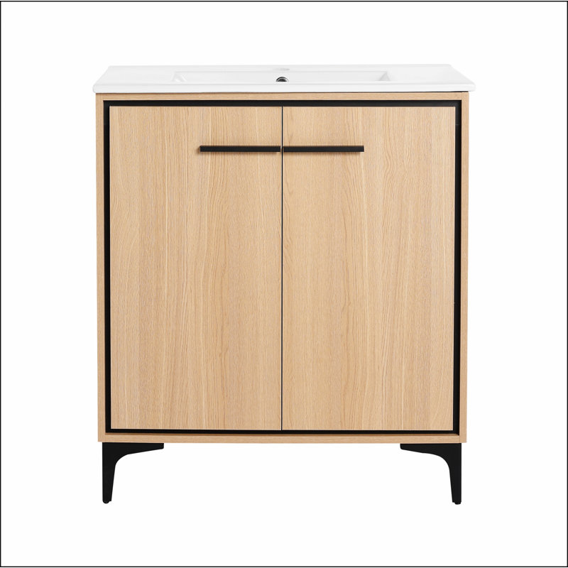 Base de meuble-lavabo 30 po avec lavabo, armoire de rangement avec portes, bois d'ingénierie