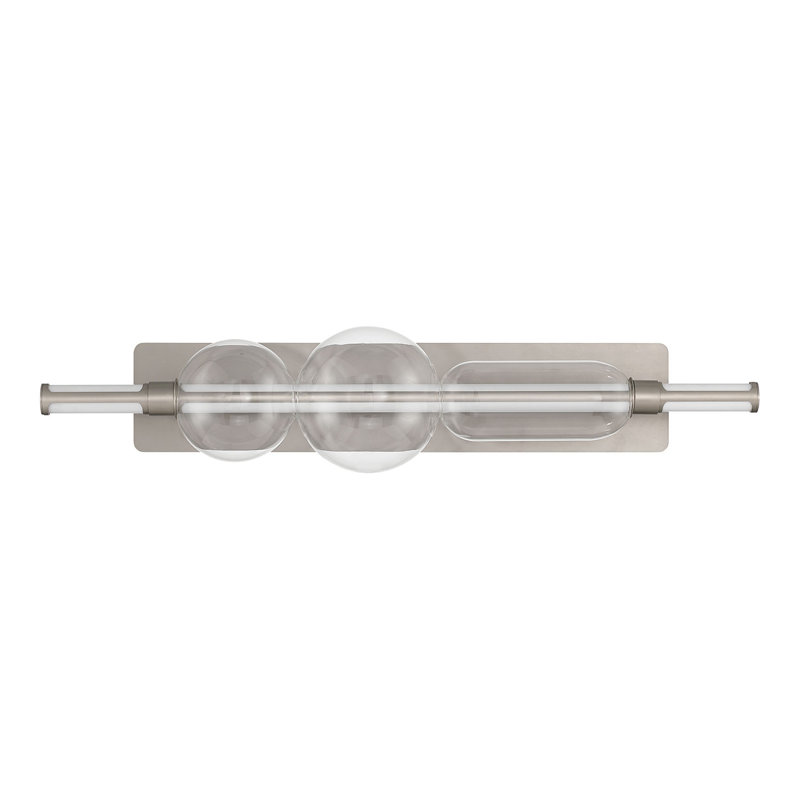 Meuble-lavabo, 34 po, nickel satiné, verre transparent, Nickel satiné