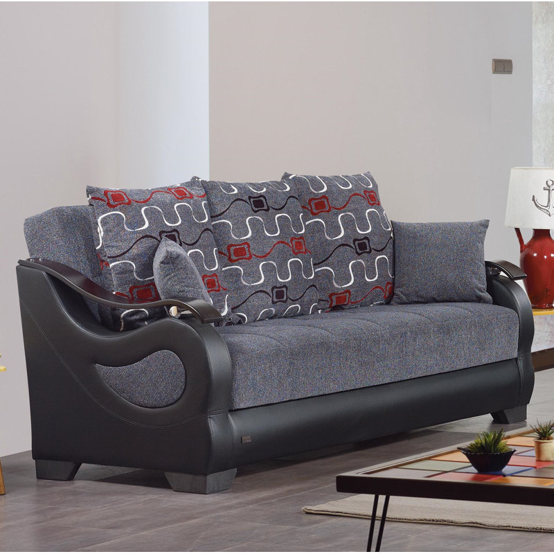 Baldev Full / Double 86'' Upholstered Convertible Sofa, Smoky Gray