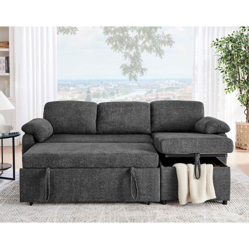 Barrientez 85" Square Arm Sofa Bed, Dark Gray