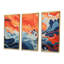 Encre liquide bleue et orange «Waves I» - art mural abstrait à encre liquide-579861687-579861689