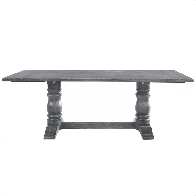 Rectangular Trestle Table with Double Turned Pedestal
