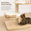 Arbre à chat en bois massif avec niche supérieure en forme de maison, tour à chat multi-niveaux peu encombrante avec balcons décalés, mobilier moderne pour chats d'intérieur, poteaux à griffer en sisal et coussins lavables, 135 cm