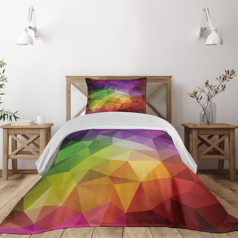 Multicolor Geometric Twin Quilted Bedspread Set