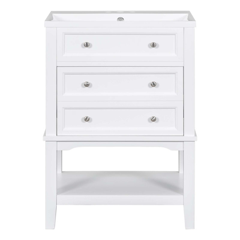 Meuble-lavabo de 24 po avec lavabo, armoire de rangement avec tiroir et tablette ouverte 24 po