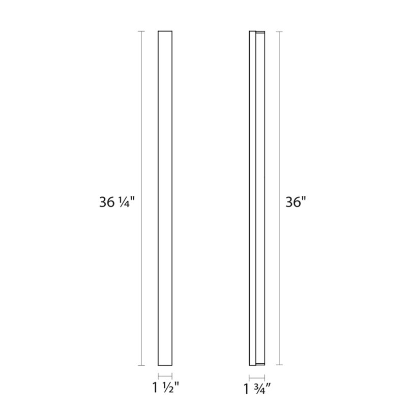 Éclairage pour meuble-lavabo à DEL mince - Chrome poli, H 1,5 po x l 36 po x P 1,75 po