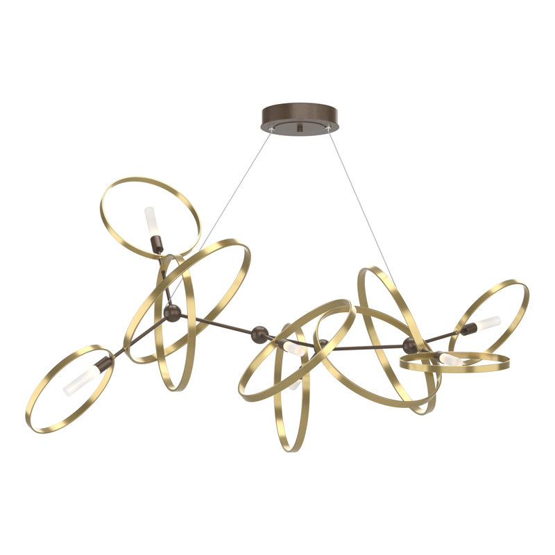 Lustre géométrique unique à 6 lumières Celesse, Bronze, Or doux