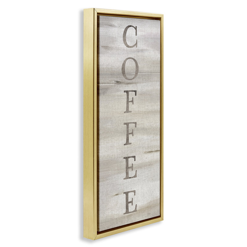 «Rustic Vertical Coffee», art mural encadré par Yass Naffas Designs, Cadre flottant métallique doré, H 25 po x l 11 po