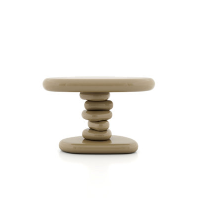 Jahmaal Curved Glossy Pedestal Side Table