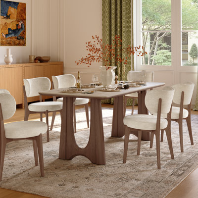 71" Sintered Stone Dining Table for 6 with Unique Solid Ash Wood Legs