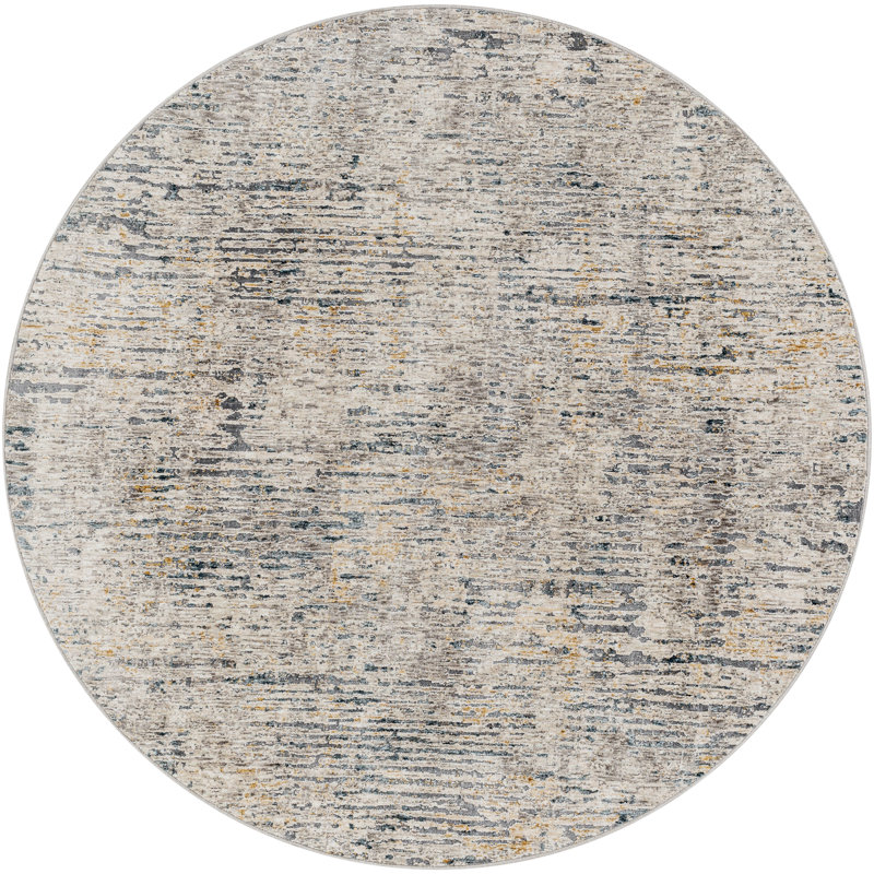 Tapis abstrait gris clair / gris anthracite, Rond 7 pi 10 po