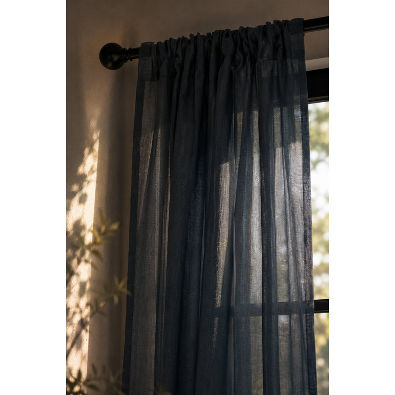 Belasquez Semi Sheer Curtain Single Panel, 54" x 108", Graphite