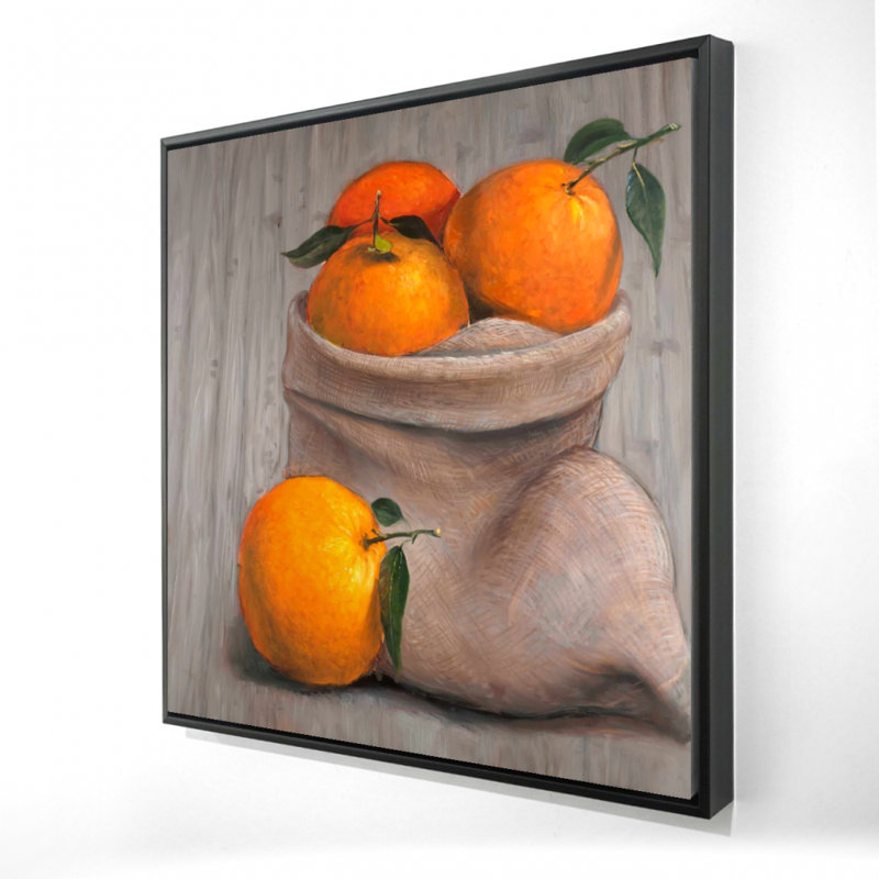 "Sac d'oranges" sur toile, Toile encadrée noire, H 24 po x l 24 po