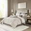 Édredon 12 pièces, grand lit, kaki, or métallique, coussins décoratifs plissés, fil doré-124311637