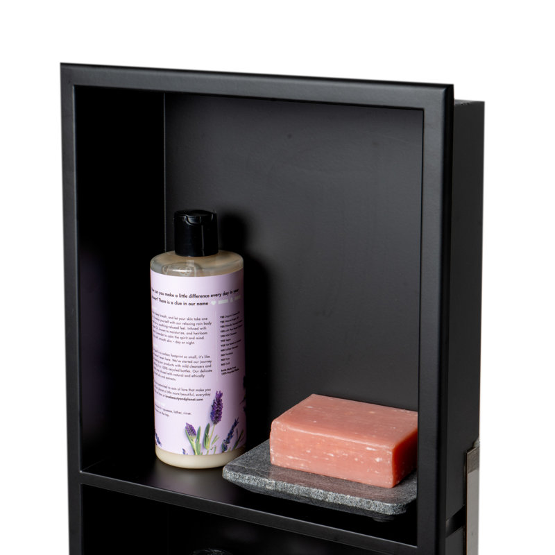Tablette de douche adhésive en acier inoxydable, Noir