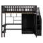 Lit mezzanine pleine grandeur Bibliothèque, tiroirs, bureau et garde-robe. Bois de pin massif robuste Look inspiré de la maisonnette. Accentuation en forme de clôture. L 94,4 po x l 57 po x H 72 po. Matelas non inclus.-1570655524