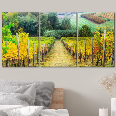 Magnifique paysage d'automne avec vignobles en Toscane, Italie, art moderne