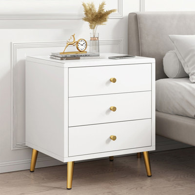 Rexdale Nightstand With 3 Drawer Storage, Side Table W Metal Leg, Modern Nightstand by Ebern Designs