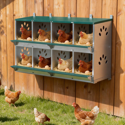 Boîtes de nidification pour poulets à 8 trous, boîtes de nidification pour poules en métal