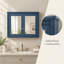 Armoire de salle de bain murale bleue avec miroirs, 91 x 72,5 cm, bois massif et MDF, 2 tablettes réglables