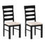  Ensemble de 2 chaises de salle à manger modernes à haut dossier, en faux lin recouvert de bois d'hévéa, avec support ergonomique, noir