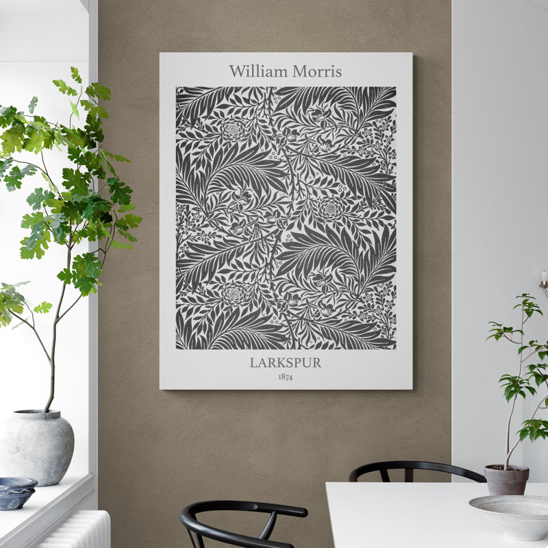 Larkspur Pattern By William Morris (1874) by William Morris - Print on Canvas, 117cm H x 81cm W x 4cm D