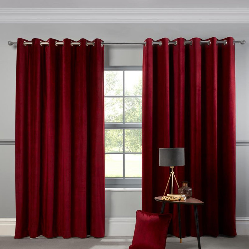 Baford Room Darkening Curtain Pair, 168 W x 229 D cm, Red