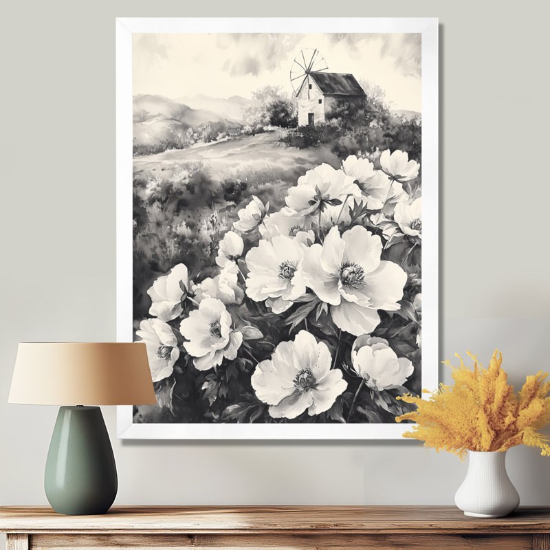 Eiland - Salon d'art mural floral, H 32 po x l 24 po, Reproduction encadrée d'une seule photo, Blanc