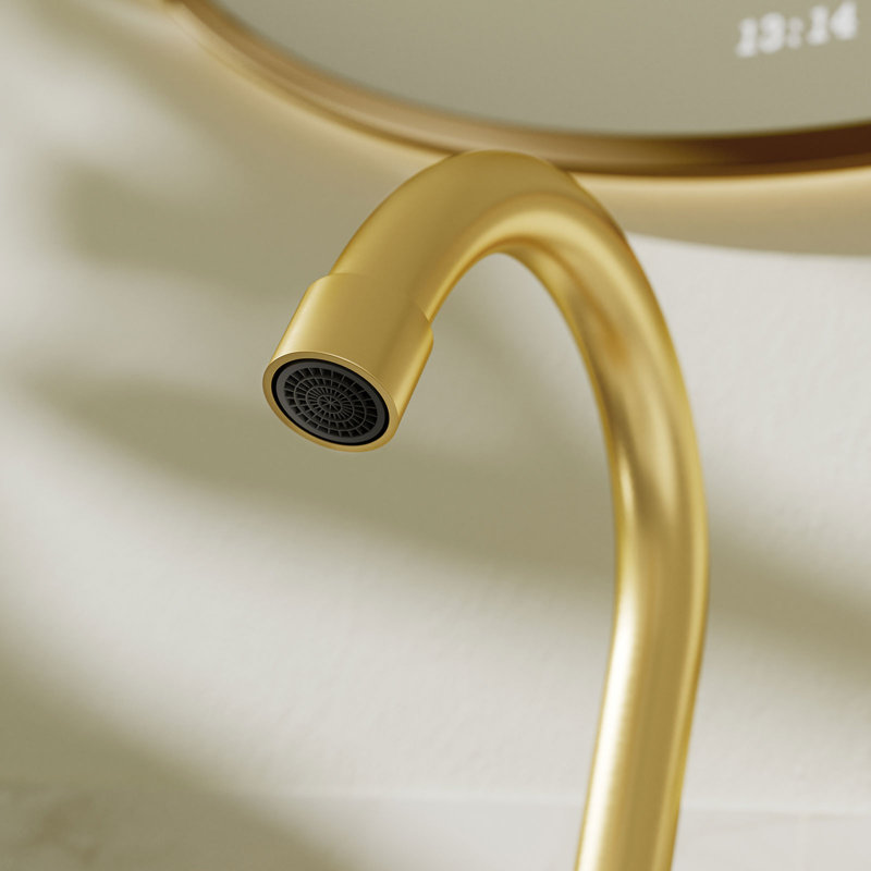 NO 2-handle Bathroom Faucet with Drain Assembly, Brushed Gold