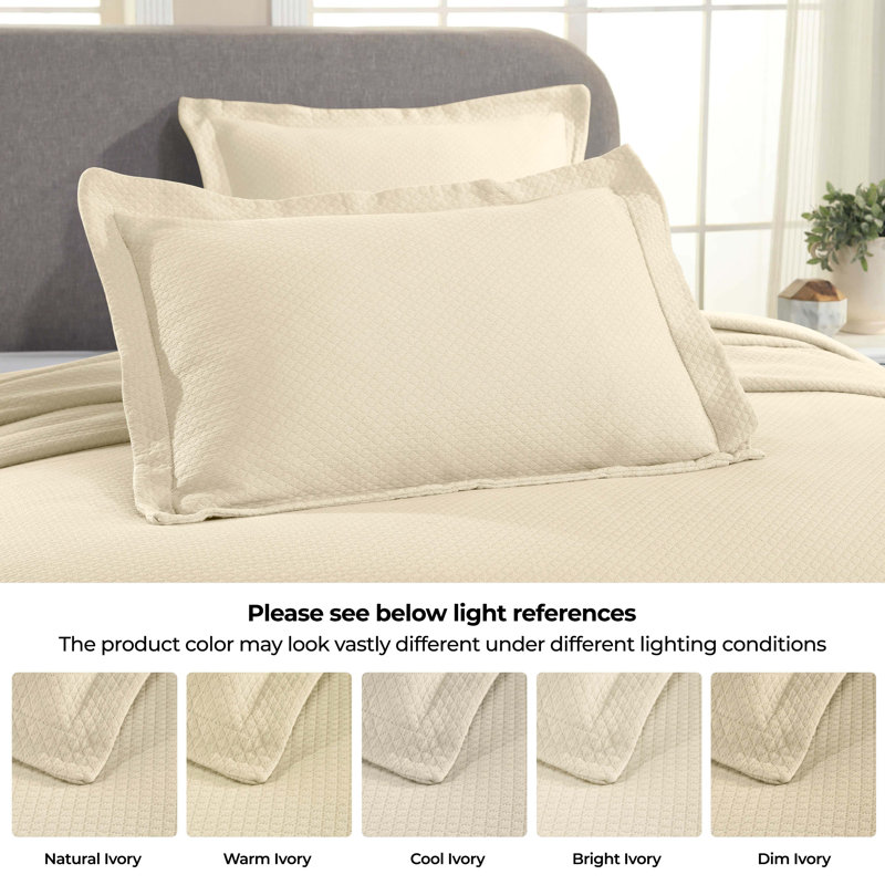Ivory Cotton Matelassé Full Bedspread Set with Shams