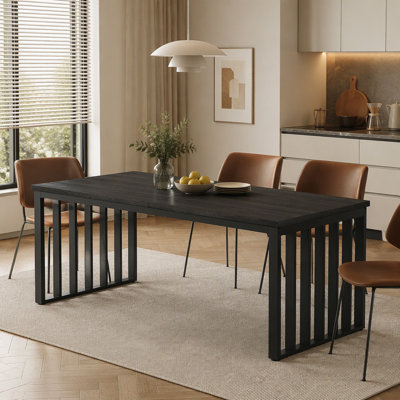 78.74″ Rectangular Dining Table for 6 to 8, Industrial Kitchen Table with Metal Frame, Home Offices