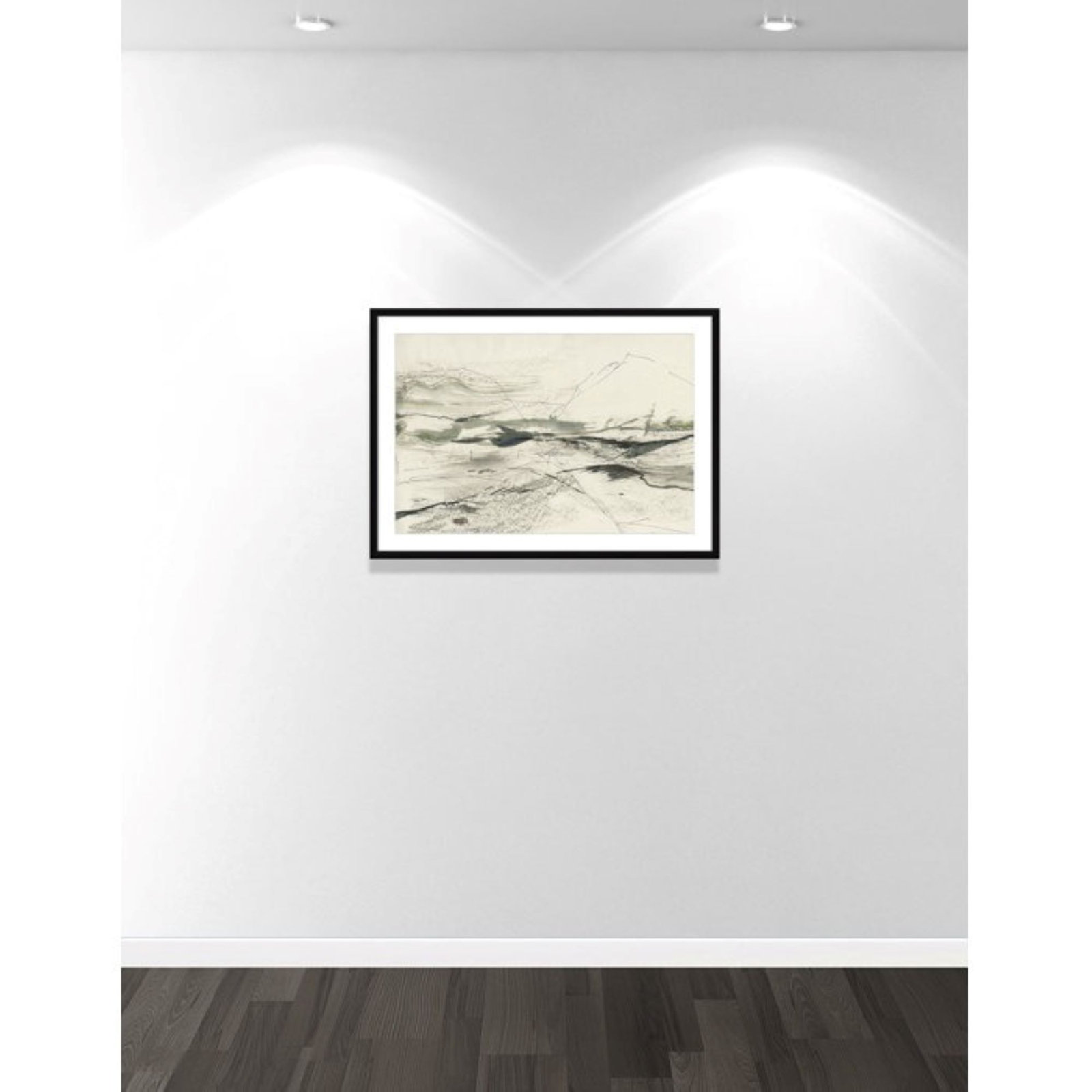 Green Sketches by PI Studio, White, Black Box Picture Framed, 25.5" H x 35.5" W x 1.25" D