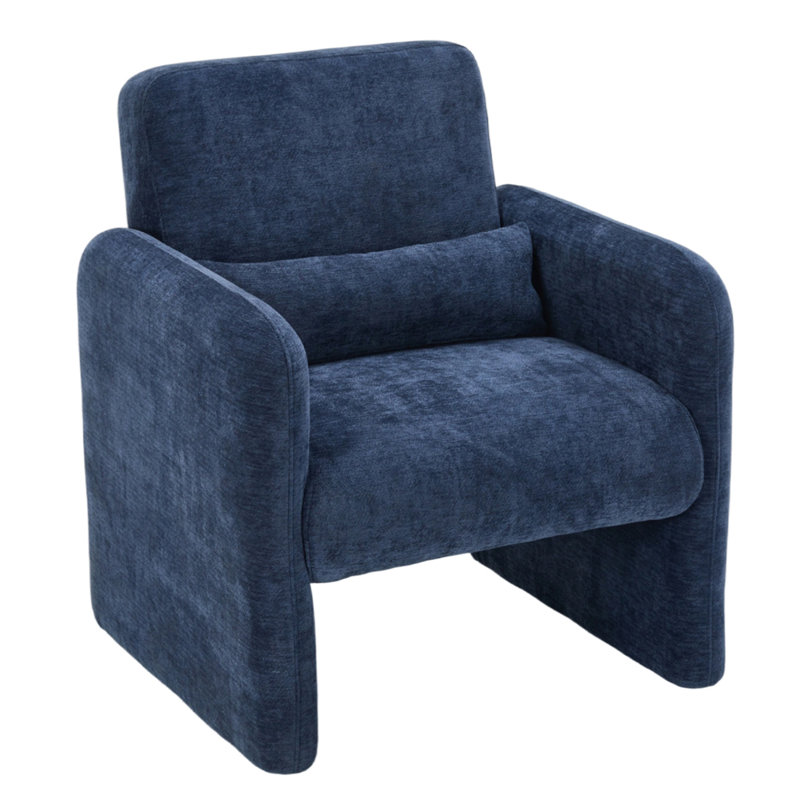 Upholstered Armchair, Dark Blue Chenille