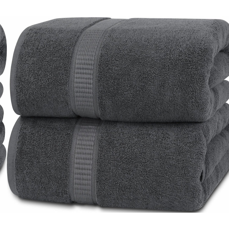 UltraSoft QuickDry Jumbo Bath Sheet Set - 100% Ring Spun Cotton, 600 GSM, Highly Absorbent, Extra Large 35x70 Inches, Hotel Quality, Grey